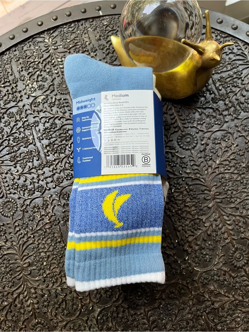 BOMBAS MINIONS 4 PACK CALF CREW SOCKS M UNISEX